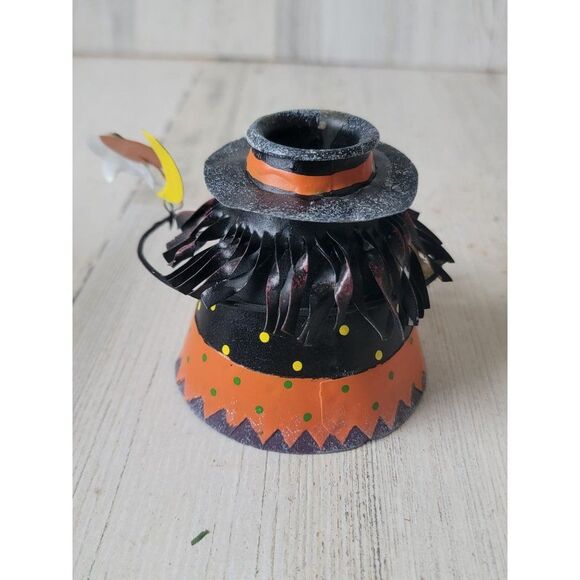 Vintage witch metal candle stick holder Moon pumpkin balloon Halloween‎ - Picture 7 of 9